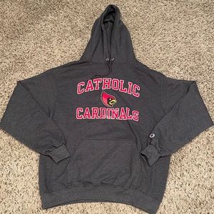 Champion brand Catholic University charcoal gray hoodie size large exc. cond.